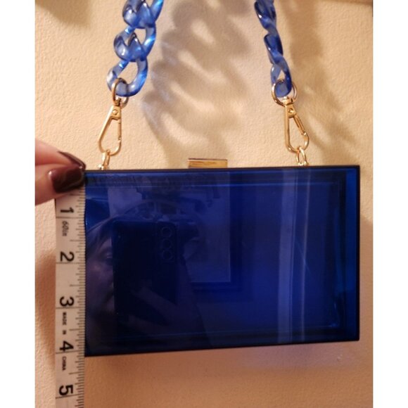 Acrylic Clear Blue Box Purse - Picture 4 of 6